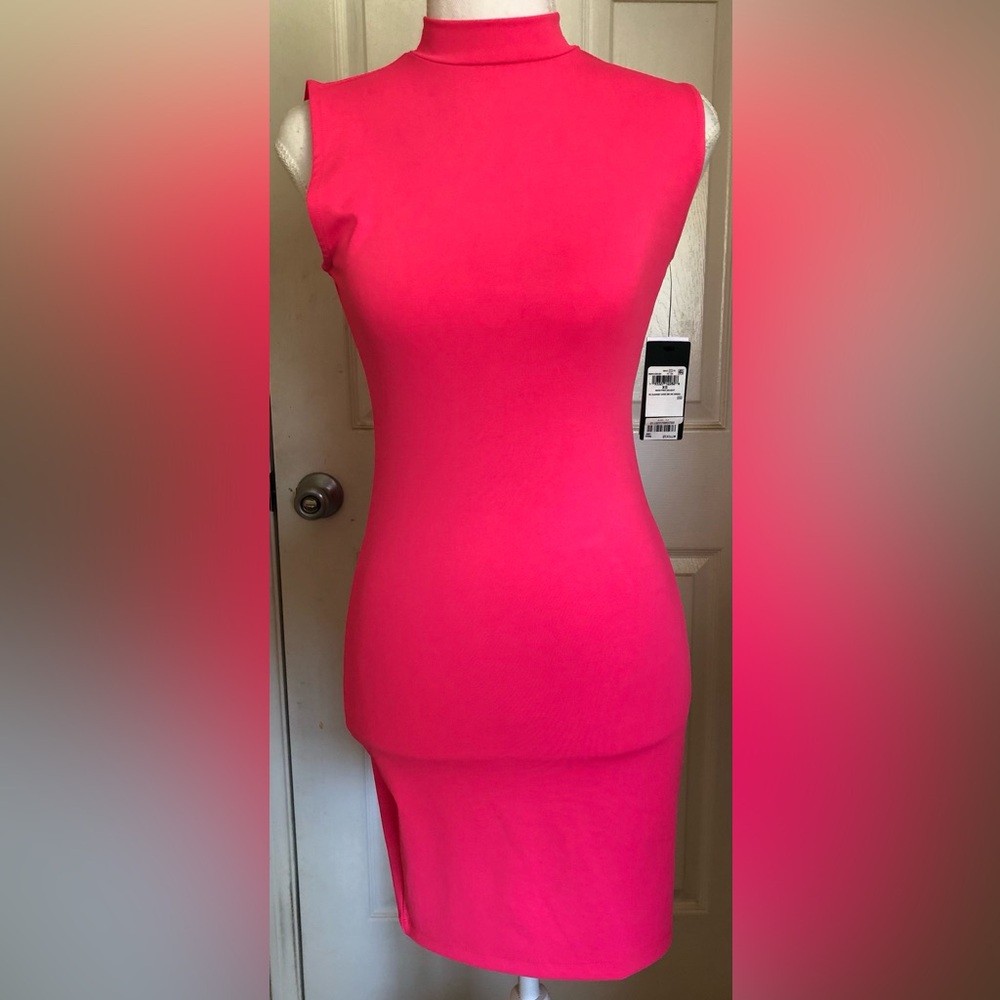 Neon pink Guess dress size XS sleeveless bodycon New w/tags
